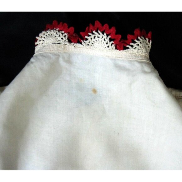 Antique Baby Dressing Christening Gown Red Embroidery Red Crochet Vintage 1920s - Picture 9 of 9